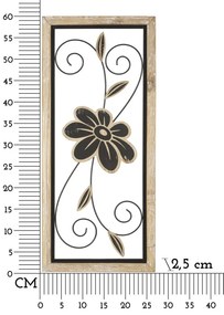 PAINEL DE PAREDE DE FERRO/MADEIRA KOMAN 26X2,5X60 CM CASTANHO E PRETO