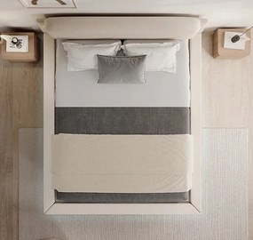 Cama de Casal Flutuante Beatrice com Colchão – 160x200 cm – Bege – LED