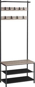 Bengaleiro entrada com 9 ganchos 32,2 x 64 x 180 greige-preto