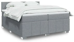 vidaXL Cama com molas/colchão 200x200 cm tecido cinza-claro