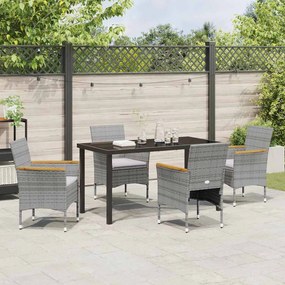 Conjunto de 5 Peças de Jantar para Jardim - Rattan Sintético Cinza