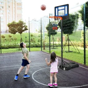 Cesto de basquetebol para crianças com altura ajustável 132-250 cm resistente às intempéries Azul e Preto