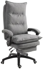 Vinsetto Cadeira de Escritório com Massagem Cadeira Ergonômica Altura Ajustável Encosto Reclinável Giratória a 360° Linho Cinza | Aosom Portugal