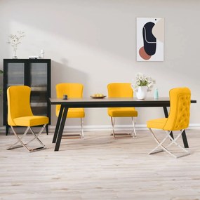 vidaXL Cadeiras de jantar 4 pcs veludo amarelo mostarda