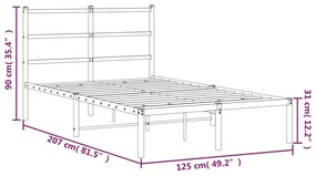 Estrutura de cama com cabeceira 120x200 cm metal branco