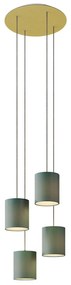 Luminária pendente de 4 luzes com 400 mm redonda XXL Rose-One, com cabo de tecido e abajur cilíndrico de tecido - DIY Kit Petróleo Blue Cinette Não