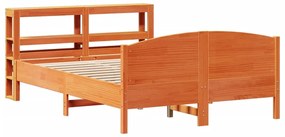 Cama sem colchão 150x200 cm madeira pinho maciça castanho-mel