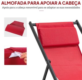 Conjunto de 2 Espreguiçadeiras Dobráveis com Encosto Reclinável em 5 P