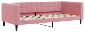 Sofá-cama com gavetão e gavetas 90x200 cm veludo rosa