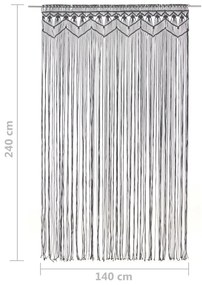 Cortina macramé 140x240 cm algodão antracite