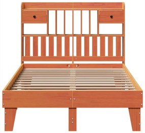 Cama sem colchão 120x190 cm madeira pinho maciça castanho-mel