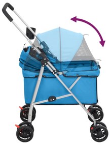 Carrinho dobrável para cães 76x50x100 cm tecido oxford azul