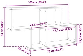 Estante de parede 100x20x53 cm derivados madeira cinza cimento