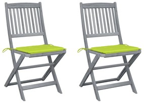 vidaXL Cadeiras exterior dobráveis c/ almofadões 2 pcs acácia maciça