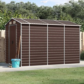3188266 vidaXL Abrigo de jardim 191x300x198 cm aço galvanizado castanho