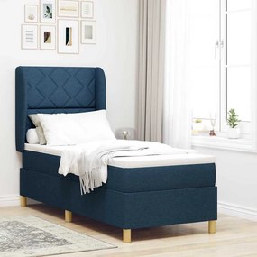 vidaXL Cama Box Springs com Colchão Cinza Escuro 90x190 cm Azul tecido