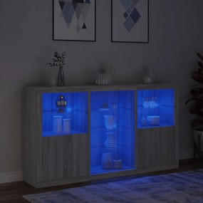 Aparador com luzes LED 181,5x37x100 cm cinzento sonoma