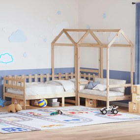 vidaXL Conjunto de sofá-cama e banco c/ telhado 90x200 cm pinho maciço