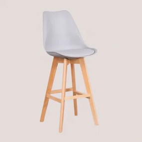 Banco Alto Nórdico Com Almofada De Couro Sintético Cinza Claro & ↑75 Cm - Sklum
