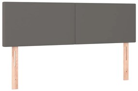 Cama box spring c/ colchão/LED 140x190cm couro artificial cinza