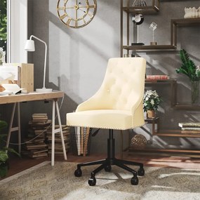 vidaXL Cadeira de escritório giratória veludo cor creme