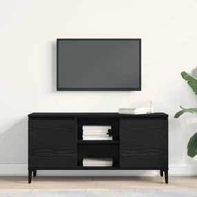 Armário de TV vidaXL Preto Carvalho 102x35x50 cm de Madeira de Engenha