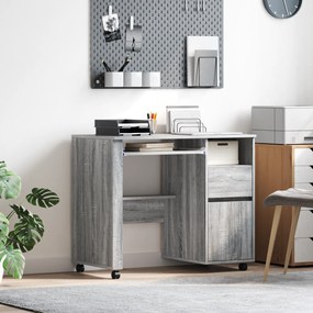 vidaXL Mesa de Computador Cinza Cinza Sonoma Madeira Engenharia Médio