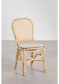Cadeira De Jantar De Vime Zariel Natural & Beige Creme - Sklum
