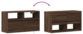 Móvel de parede p/ TV c/ luzes LED 80x31x45cm carvalho castanho