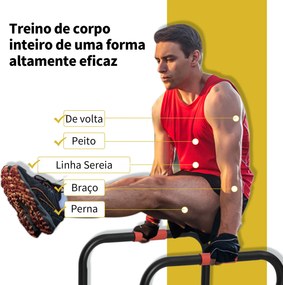Suporte de treino de barras paralelas para flexões inclinadas construção muscular Calistênicos 63x41x73 cm Preto