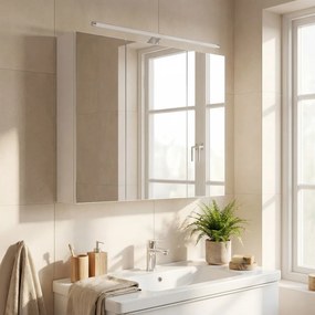 Armário casa banho com espelho 15 x 70 x 60 cm (P x L x A), armário suspenso com prateleiras ajustáveis, iluminação branco