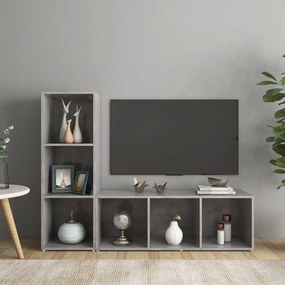 Móveis de TV 2 pcs 107x35x37 cm contraplacado cinzento cimento