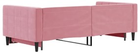 Sofá-cama com gavetão 90x200 cm veludo rosa
