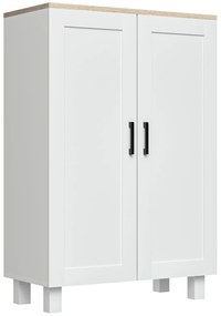 HOMCOM Armário de Sala de Estar Moderno Armário de Armazenamento com 2 Portas Prateleira Ajustável e Base Elevada 60x30x90 cm Branco | Aosom Portugal