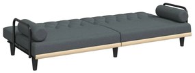 Sofá-cama com apoio de braços tecido cinzento-escuro