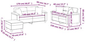 3 pcs conjunto sofás c/ almofadas couro artificial cappuccino