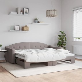 vidaXL Sofá-cama com gavetão 90x200 cm tecido cinzento-acastanhado