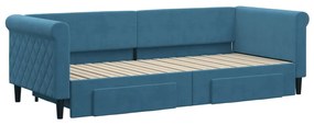 Sofá-cama com gavetão e gavetas 80x200 cm veludo azul