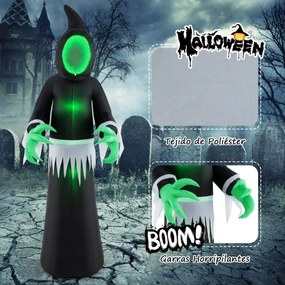 Fantasma insuflável gigante do Halloween de 245 cm com luzes LED incorporadas e rosto espelhado para festas no interior e exterior