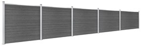 Conjunto painel de cerca 872x146 cm WPC preto
