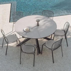 Conjunto De Mesa Extensível Em Alumínio Begur 145-200x145 Cm E 6 Cadeiras De Jardim Em Aço Anerina Cinza Grafito - Sklum