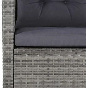 6 pcs conjunto lounge de jardim c/ almofadões vime PE cinzento