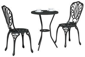 Conjunto de Jardim bistrô de 3 Peças vidaXL Preto em Alumínio Fundido
