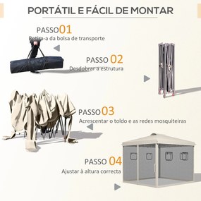 Tenda Dobrável 3x3 m Tenda de Jardim com Parede Lateral de Malha 6 Jan