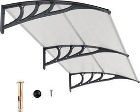 Toldo para janela ou portas 199 x 99 x 28 cm Proteção solar Chuva Neve Vento em Policarbonato e Alumínio Cinza