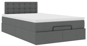 Cama otomana com colchão&amp;LEDs 120x200 cm tecido cinzento escuro