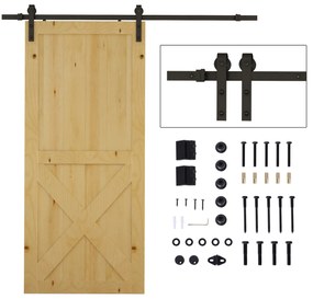 HOMCOM Kit de Porta de Correr Sistema Embutido para Porta com 35-45 Mm e Largura Máx de 1 m Carga Máxi 100 Kg Aço Marrom Escuro | Aosom Portugal