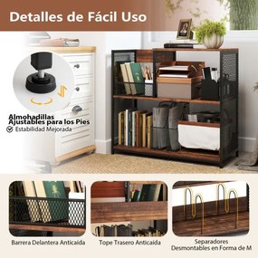 Armário para gira-discos de 3 níveis e para discos de vinil 83 x 36 x 76,5 cm com capacidade para 300 álbuns Mesa lateral com 3 divisórias Castanho