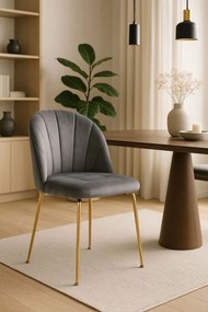 Cadeira Laget Gold Veludo - Cinza