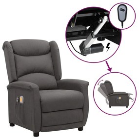 vidaXL Poltrona de massagens elétrica tecido cinza-escuro